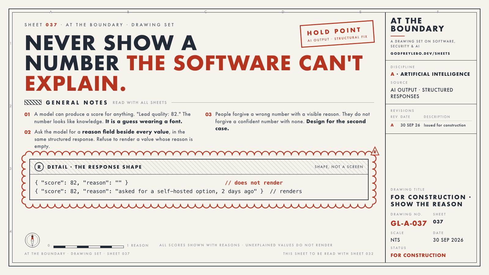 Drawing sheet 037: Never show a number the software can't explain.